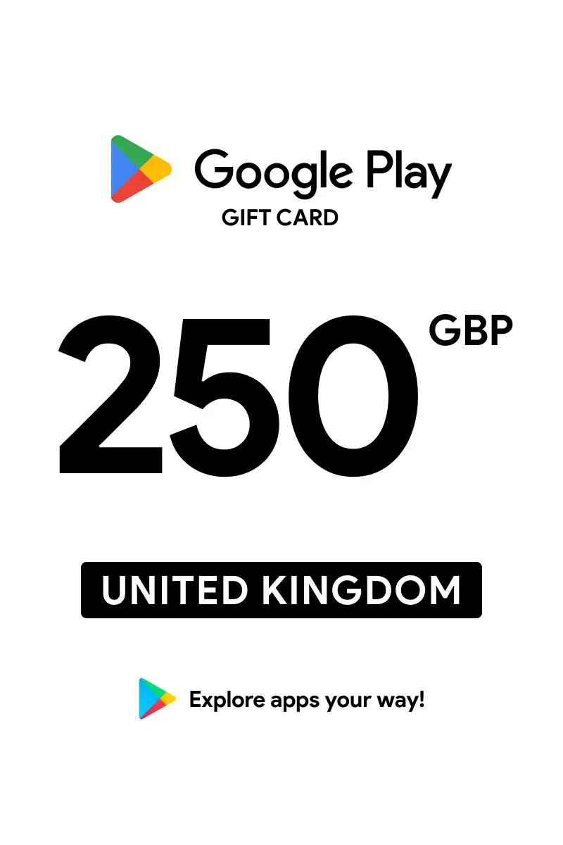 Google Play 250 GBP Gift Card (United Kingdom) - Digital Key