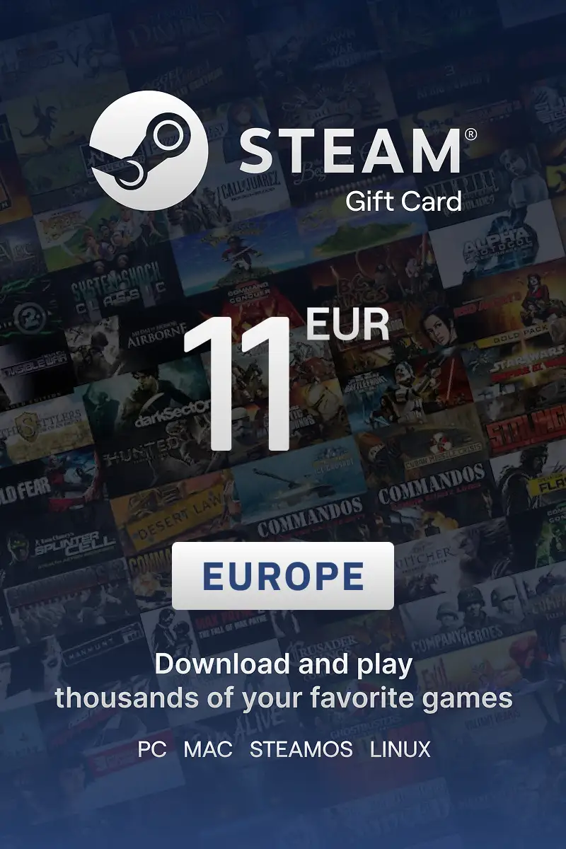 Steam Wallet 11 EUR Gift Card (Europe) - Digital Key