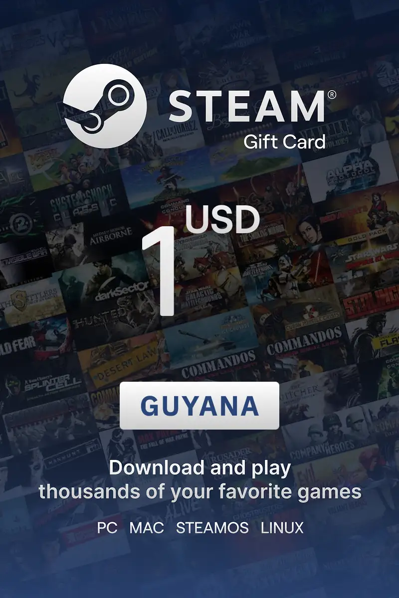 Steam Wallet 1 USD Gift Card (Guyana) - Digital Key