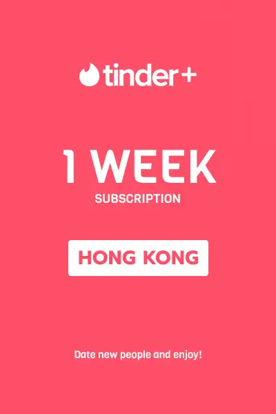 Tinder Plus - 1 Week Subscription (Hong Kong) - Digital Key
