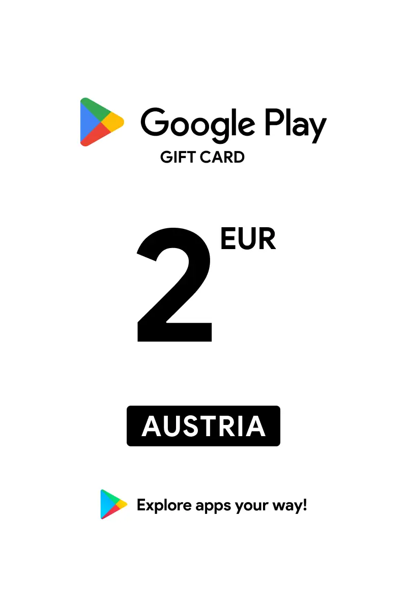 Google Play 2 EUR Gift Card (Austria) - Digital Key