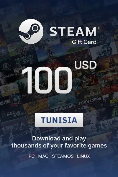 Steam Wallet 100 USD Gift card (Tunisia) - Digital Key