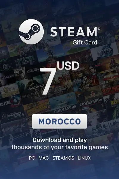 Steam Wallet 7 USD Gift card (Morocco) - Digital Key