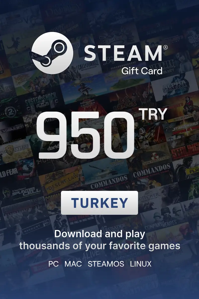 Steam Wallet 950 TRY Gift Card (Turkey) - Digital Key