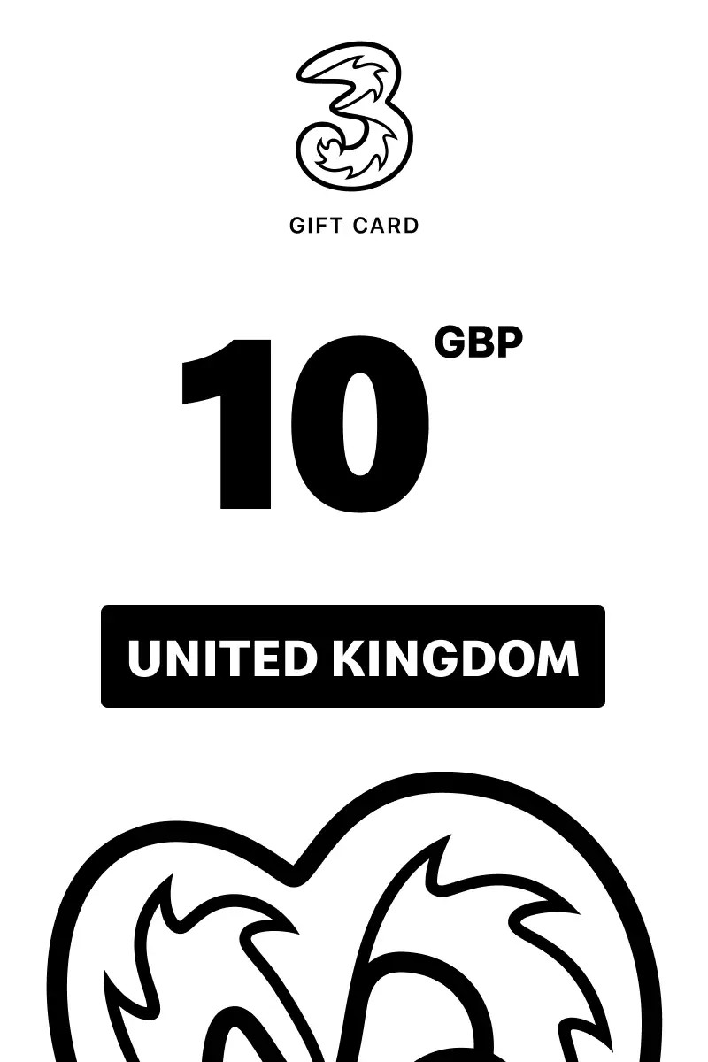 Three Mobile 10 GBP Gift Card (United Kingdom) - Digital Key