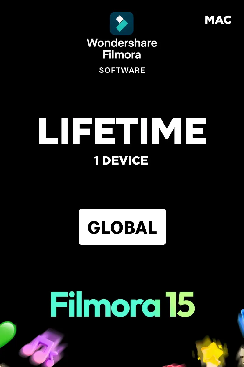 Wondershare Filmora 15 Video Editor (Global) (Mac) 1 Device Lifetime - Digital Key
