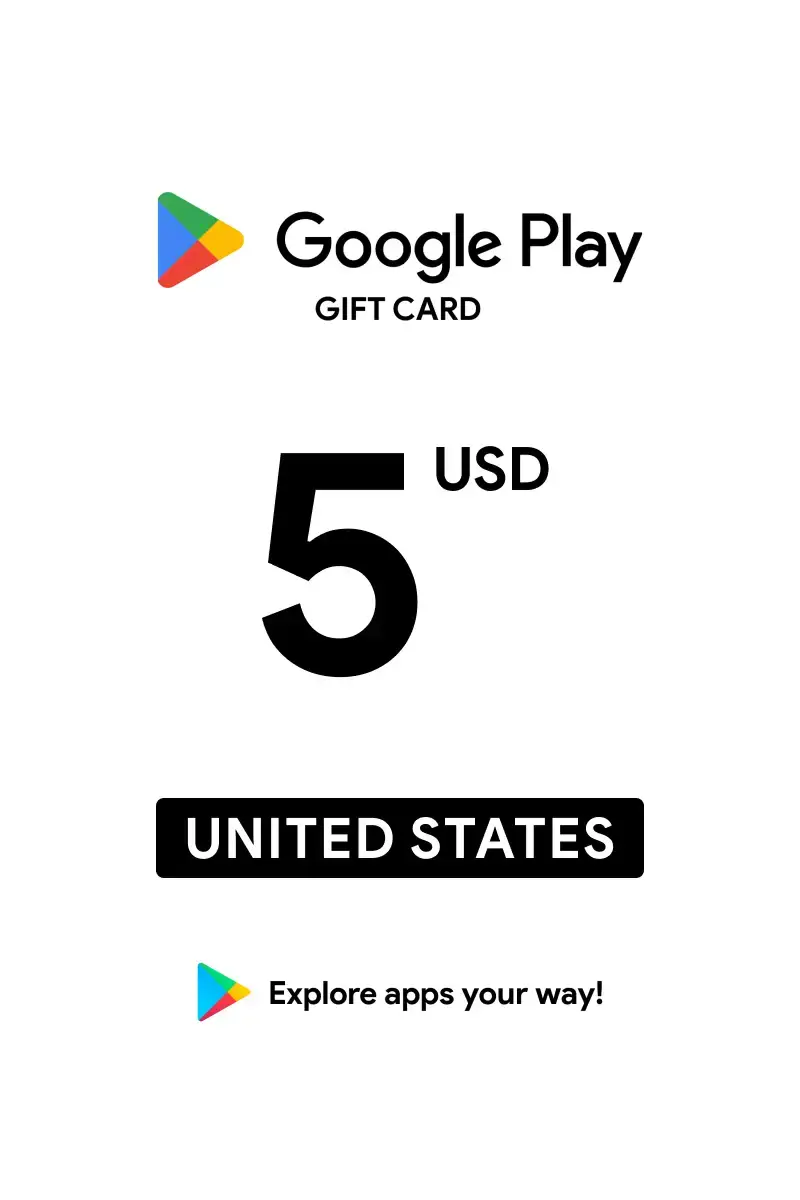 Google Play 5 USD Gift Card (United States) - Digital Key