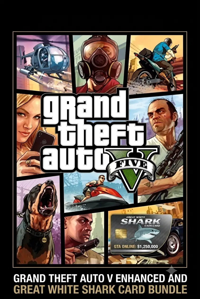 Grand Theft Auto V Enhanced and Great White Shark Card Bundle (Global) (PC) - Rockstar - Digital Key