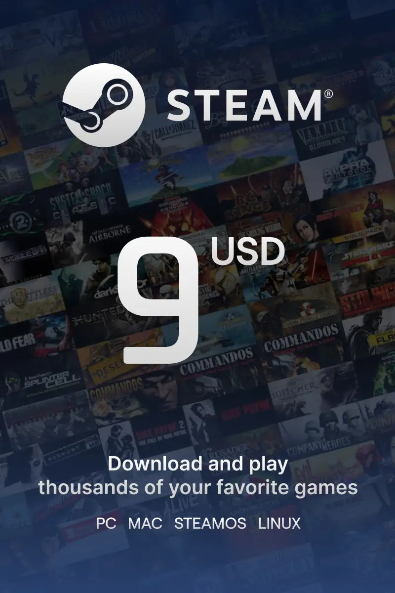 

Steam Wallet $9 USD Gift Card (US) - Digital Code