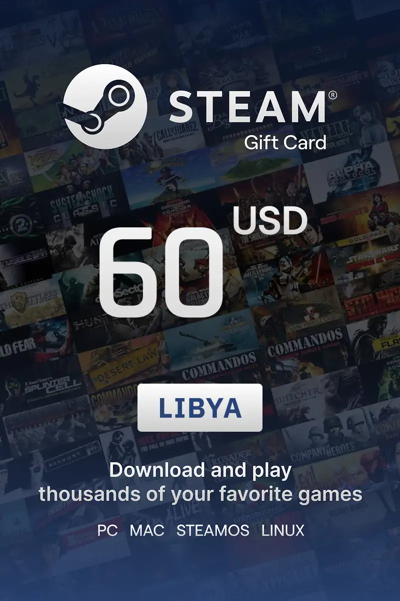 Steam Wallet 60 USD Gift Card (Libya) - Digital Key