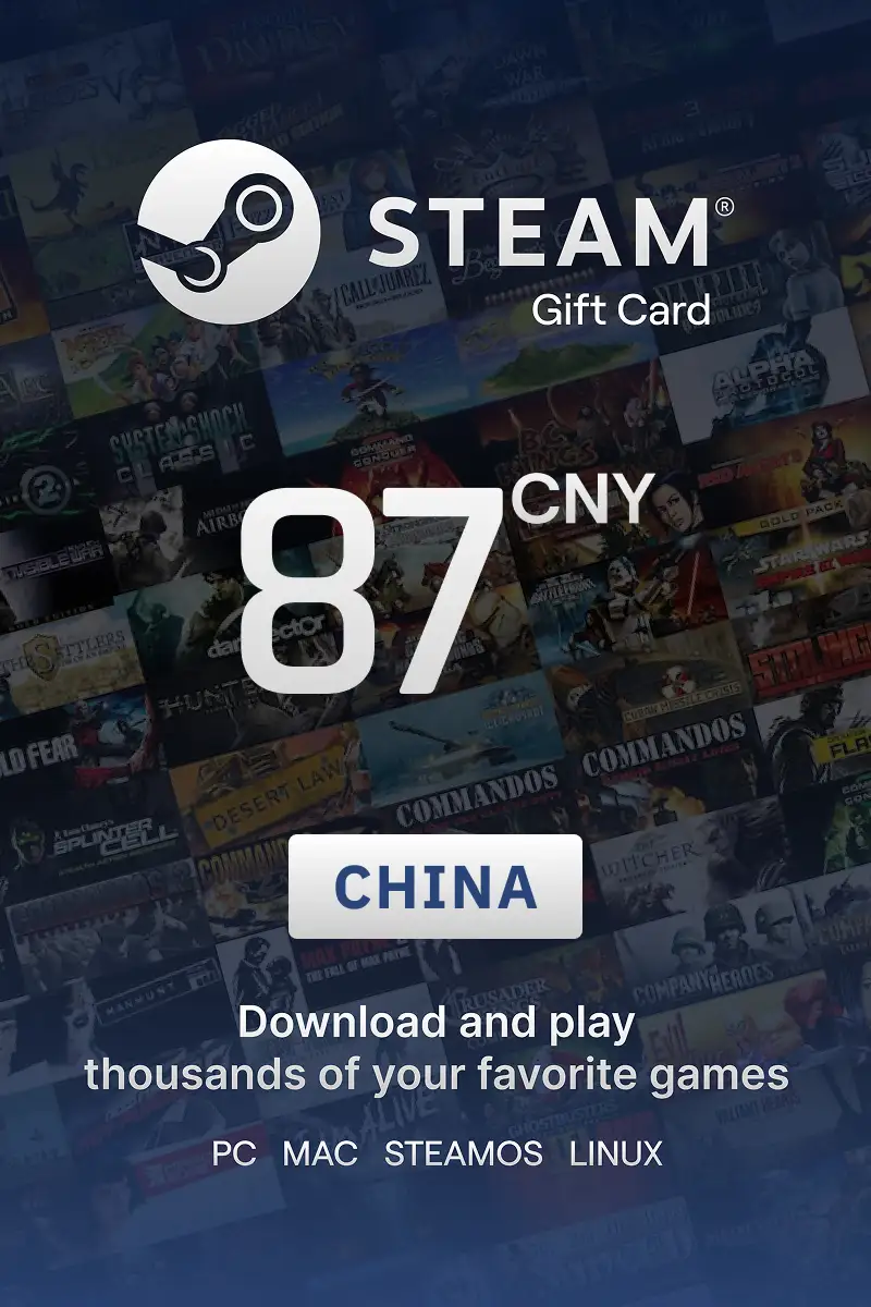 Steam Wallet 87 CNY Gift Card (China) - Digital Key