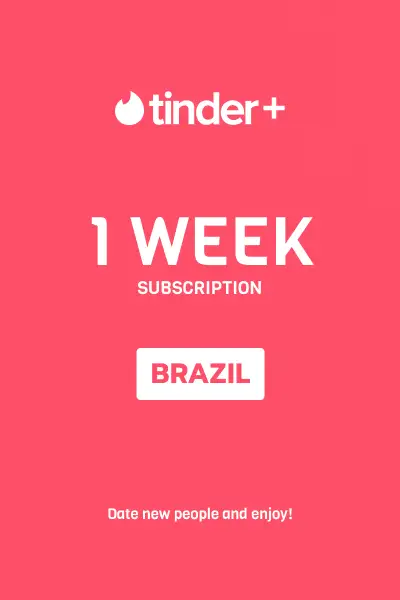 Tinder Plus - 1 Week Subscription (Brazil) - Digital Key