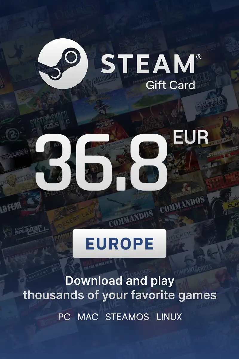 Steam Wallet 36.8 EUR Gift Card (Europe) - Digital Key