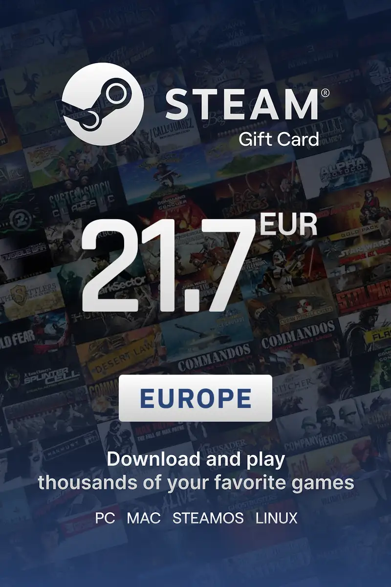 Steam Wallet 21.7 EUR Gift Card (Europe) - Digital Key