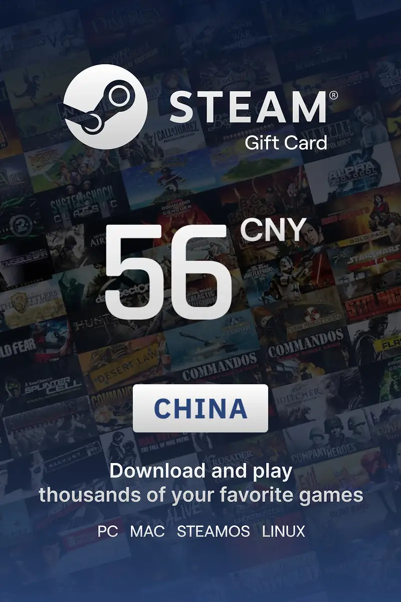 Steam Wallet 56 CNY Gift Card (China) - Digital Key