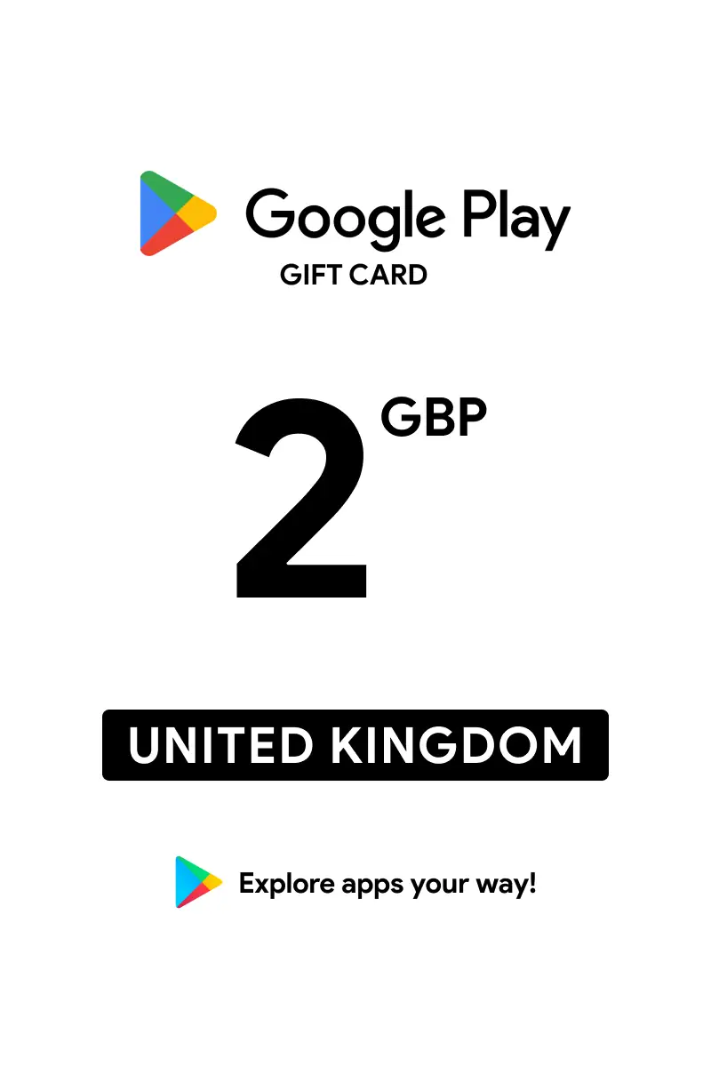 Google Play 2 GBP Gift Card (United Kingdom) - Digital Key