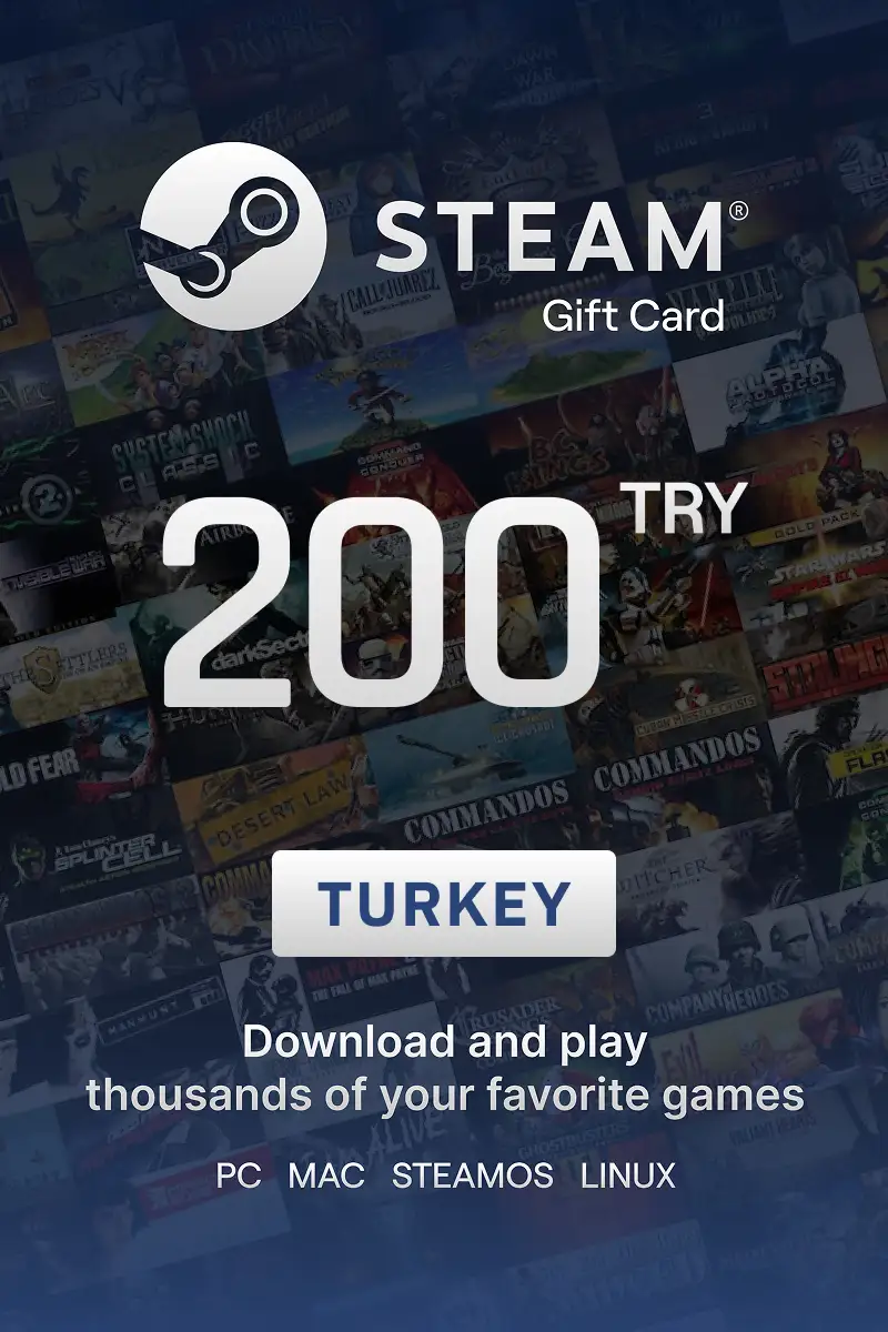Steam Wallet 200 TRY Gift Card (Turkey) - Digital Key