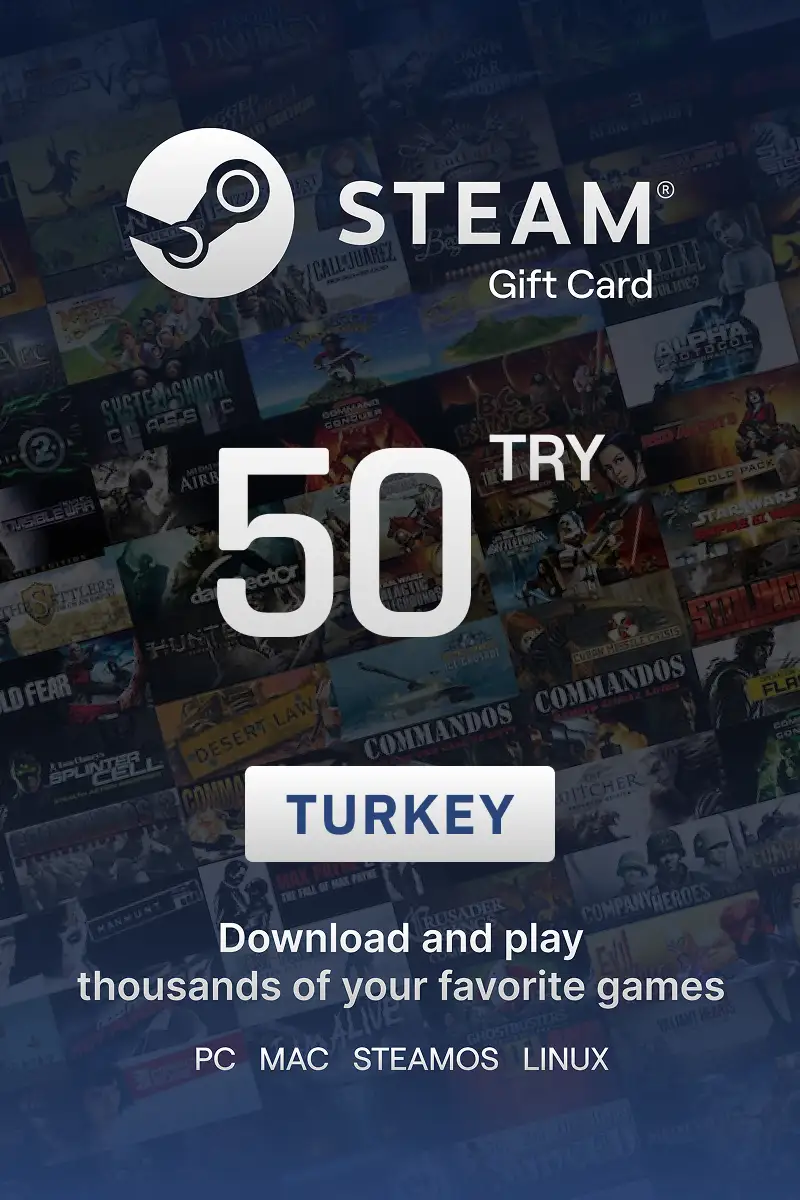 Steam Wallet 50 TRY Gift Card (Turkey) - Digital Key