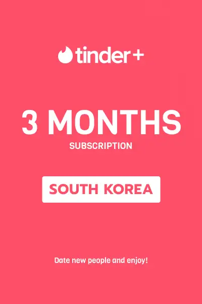 Tinder Plus - 3 Months Subscription (South Korea) - Digital Key
