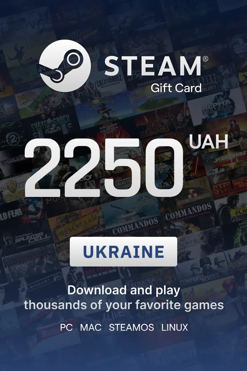 Steam Wallet 2250 UAH Gift Card (Ukraine) - Digital Key