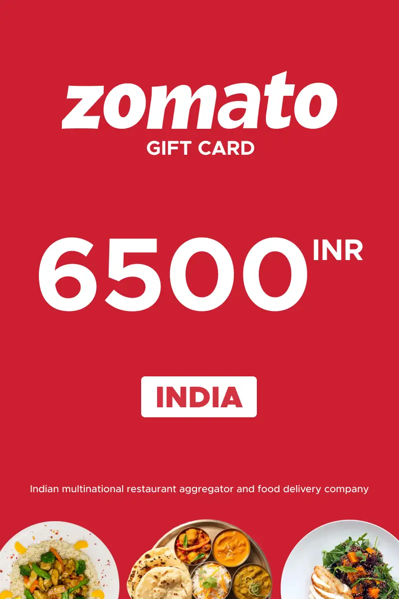 Zomato 6500 INR Gift Card (India) - Digital Key