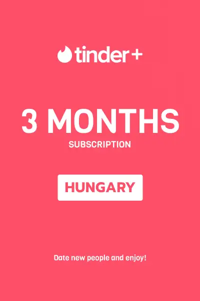 Tinder Plus - 3 Months Subscription (Hungary) - Digital Key