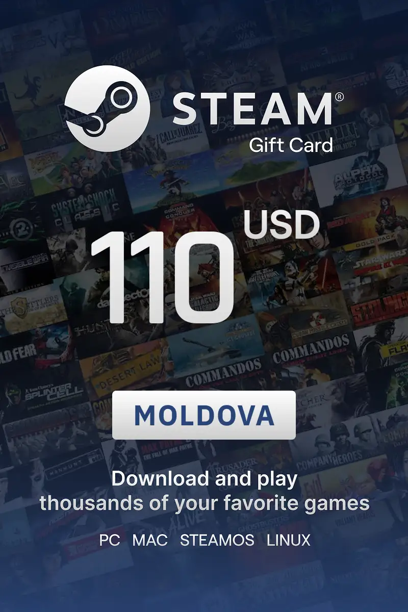 Steam Wallet 110 USD Gift Card (Moldova) - Digital Key