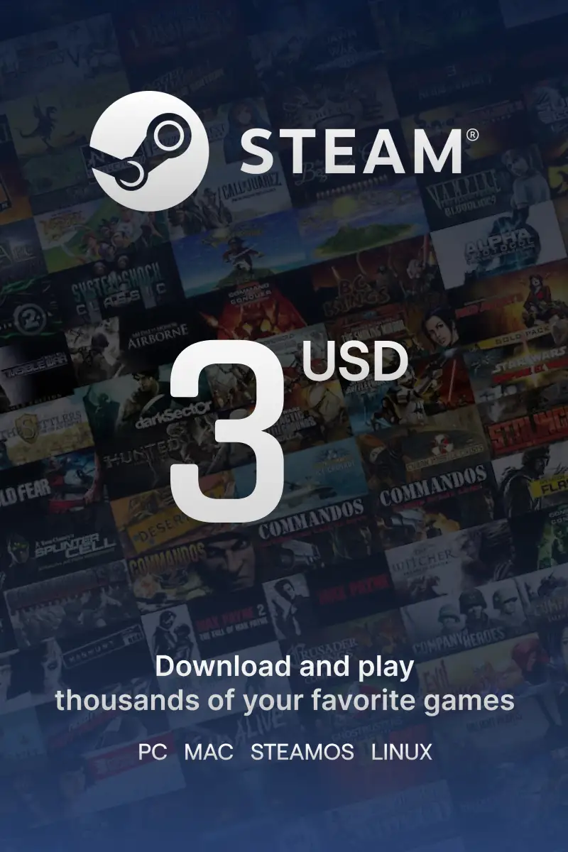 

Steam Wallet $3 USD Gift Card (US) - Digital Code