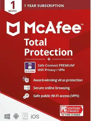 McAfee Total Protection Plus VPN (Global) - 1 Device 12 Months - McAfee Account