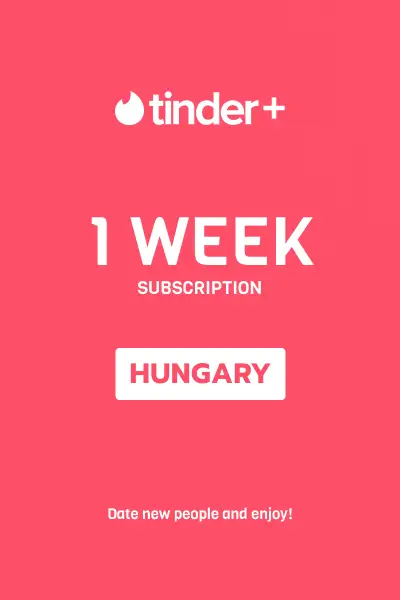 Tinder Plus - 1 Week Subscription (Hungary) - Digital Key