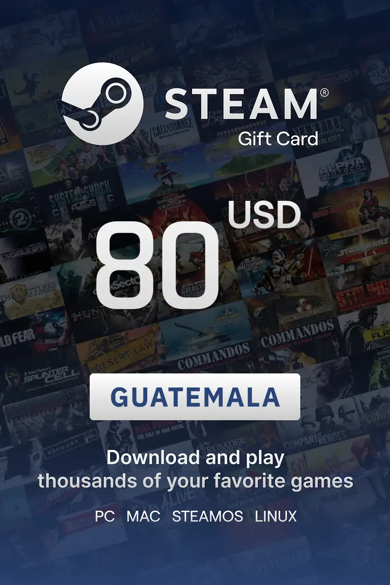 Steam Wallet 80 USD Gift Card (Guatemala) - Digital Key