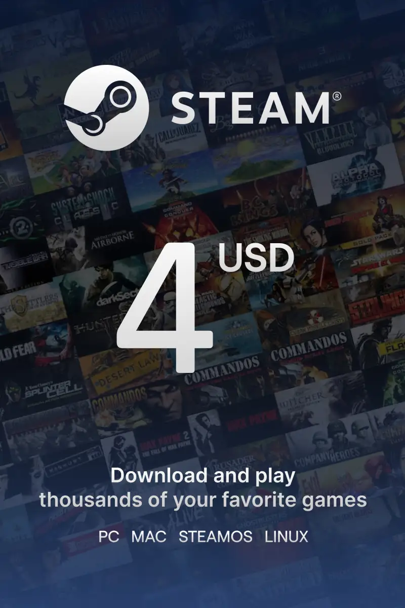 

Steam Wallet $4 USD Gift Card (US) - Digital Code