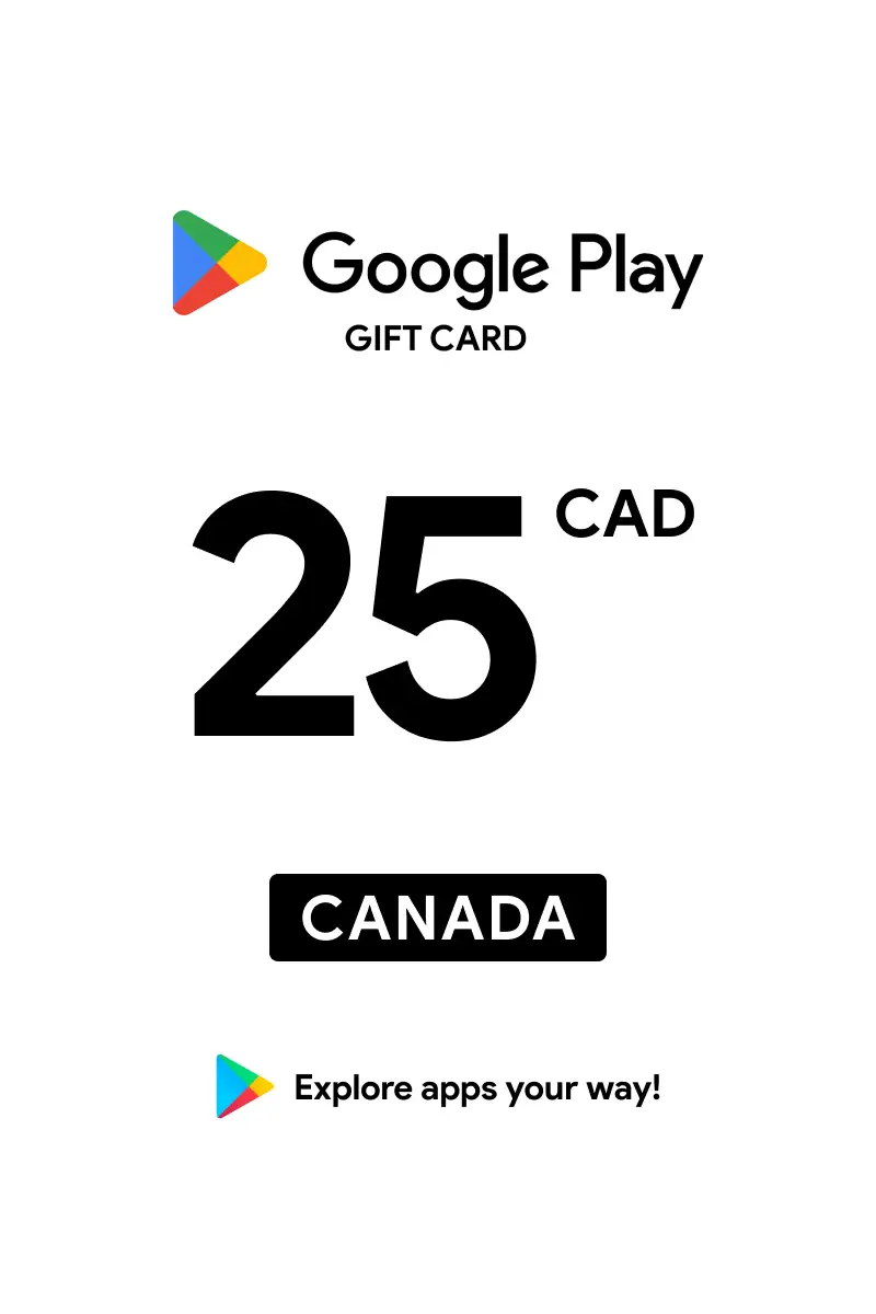Google Play 25 CAD Gift Card (Canada) - Digital Key