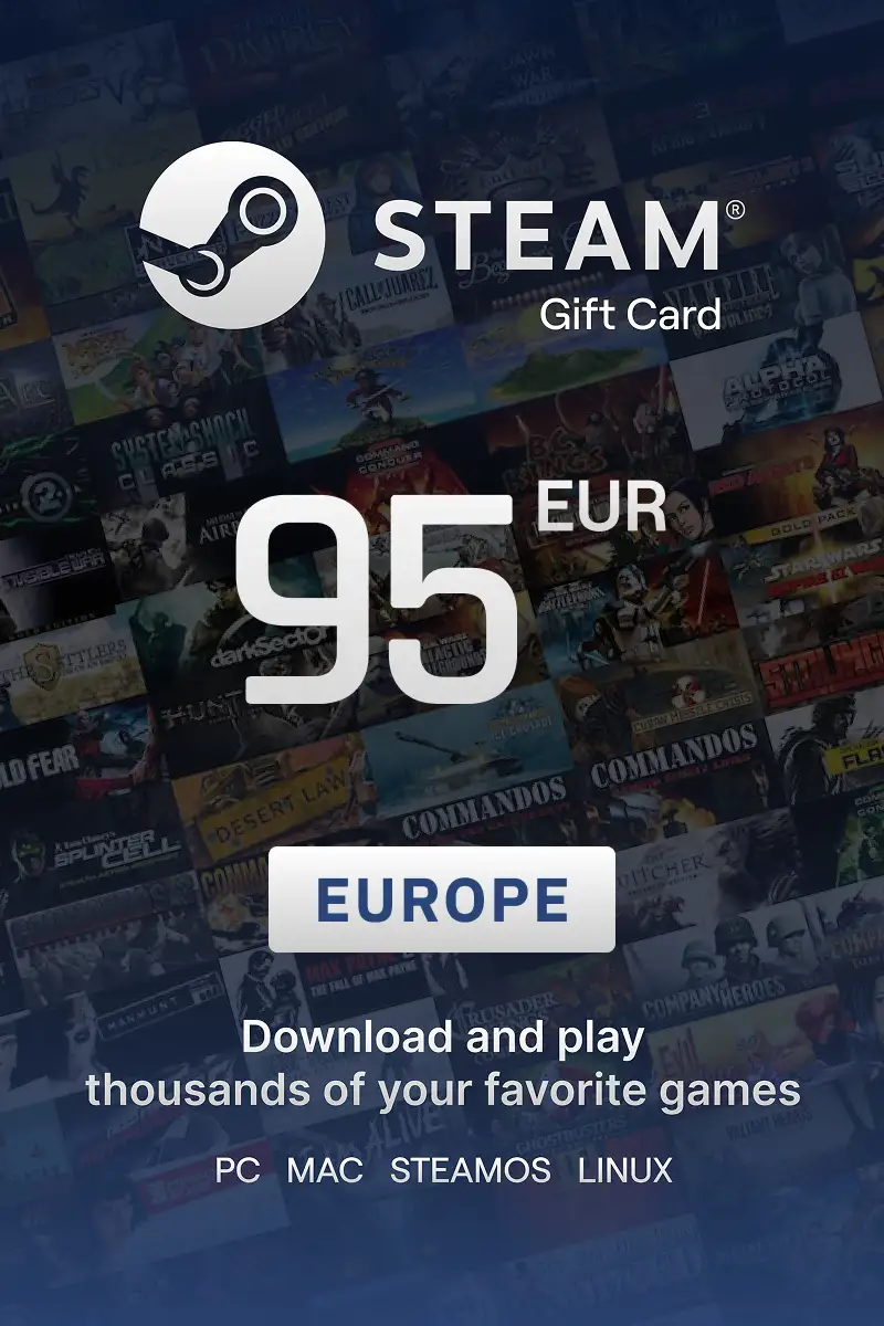 Steam Wallet 95 EUR Gift Card (Europe) - Digital Key