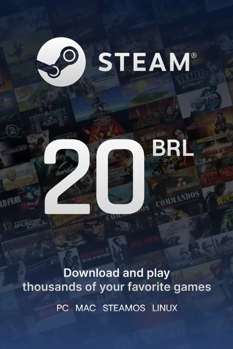 

Steam Wallet R$20 BRL Gift Card (BR) - Digital Code