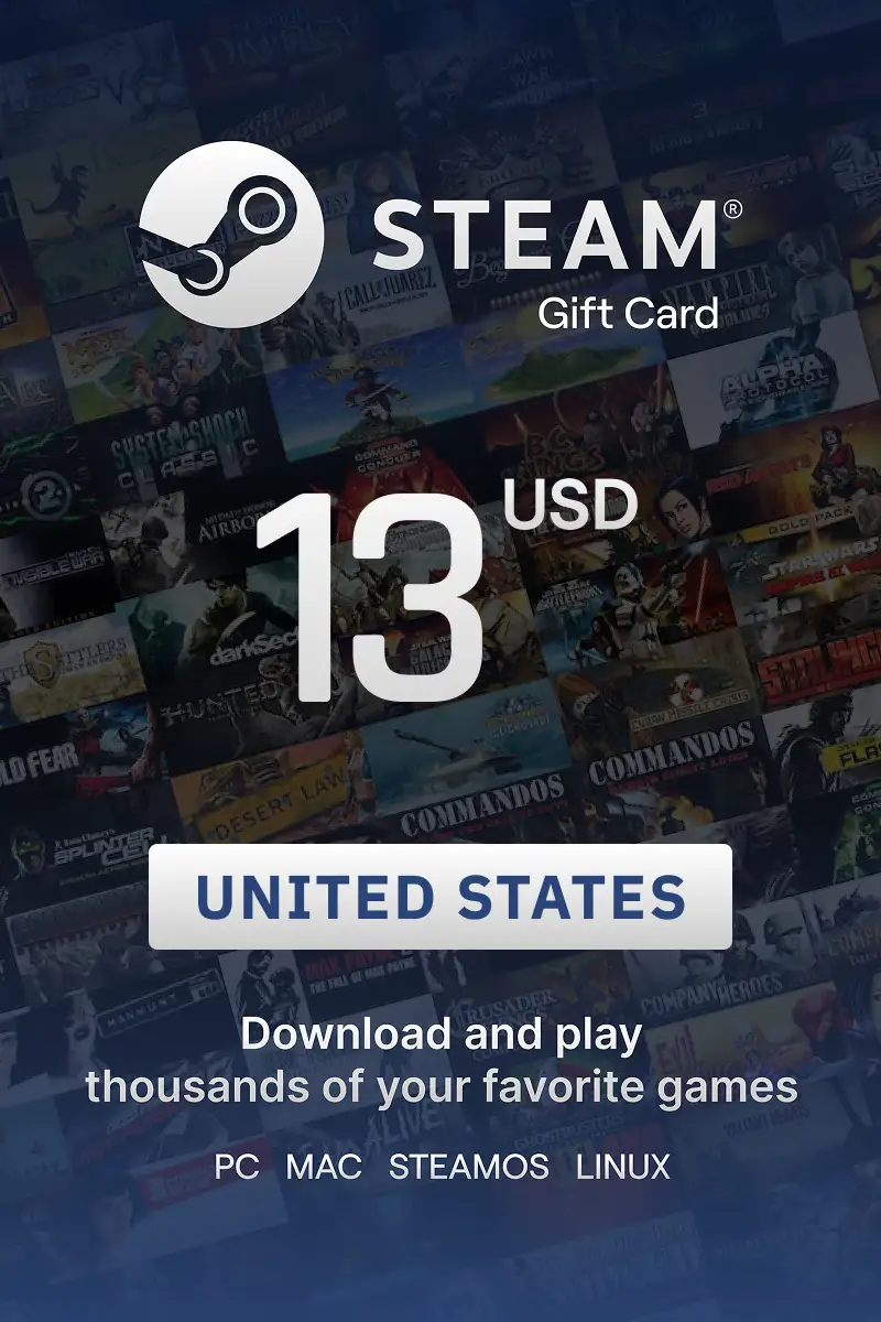 Steam Wallet 13 USD Gift Card (United States) - Digital Key