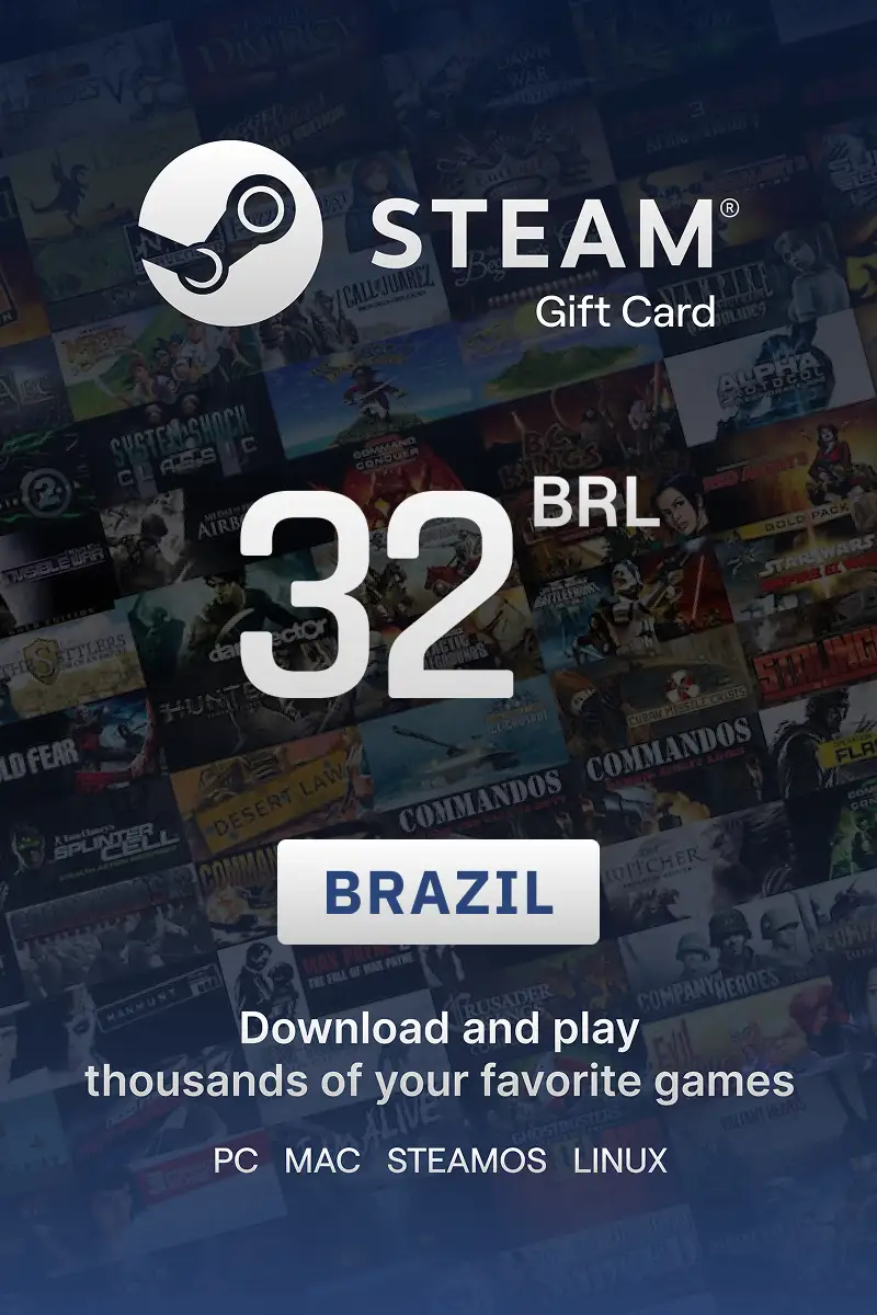 Steam Wallet 32 BRL Gift Card (Brazil) - Digital Key