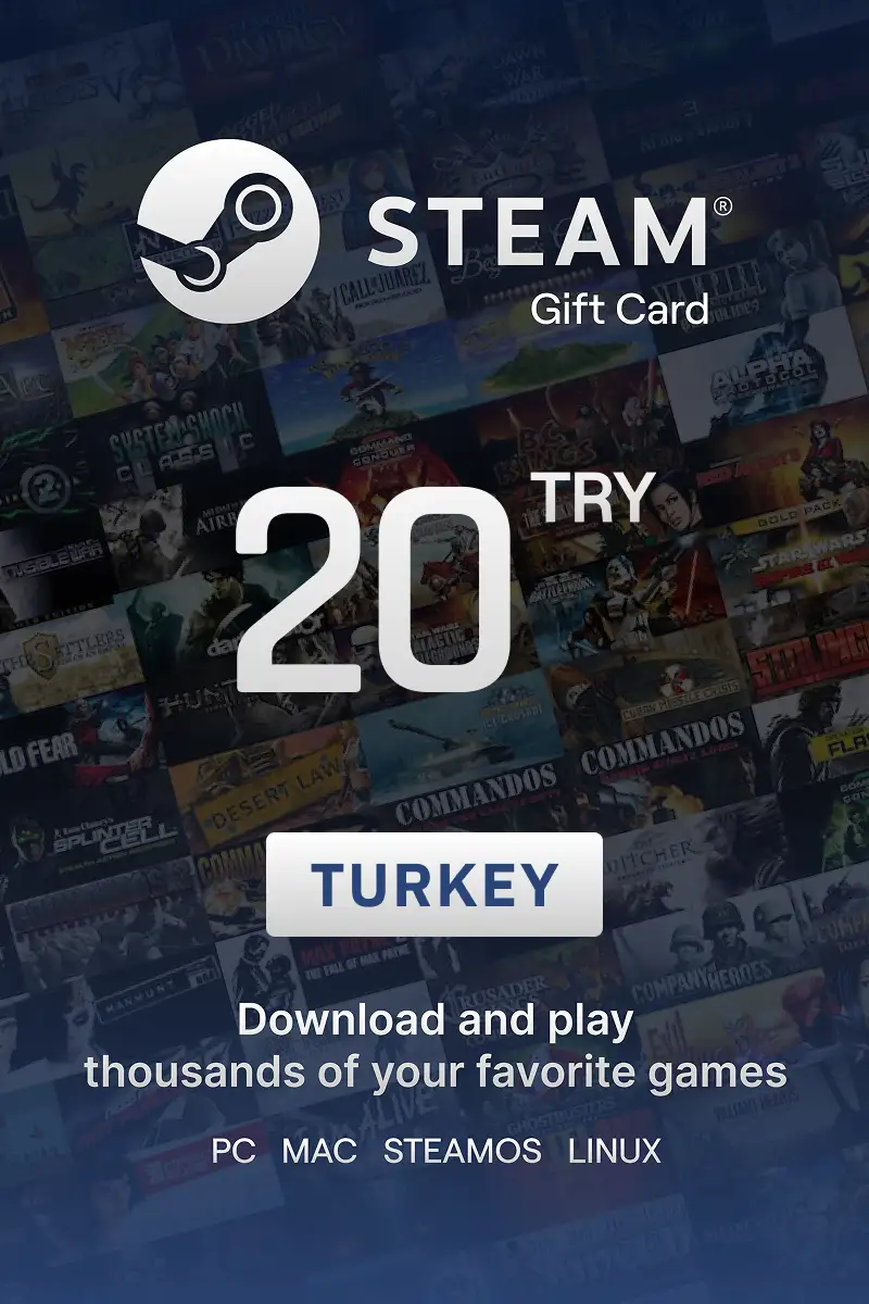 Steam Wallet 20 TRY Gift Card (Turkey) - Digital Key