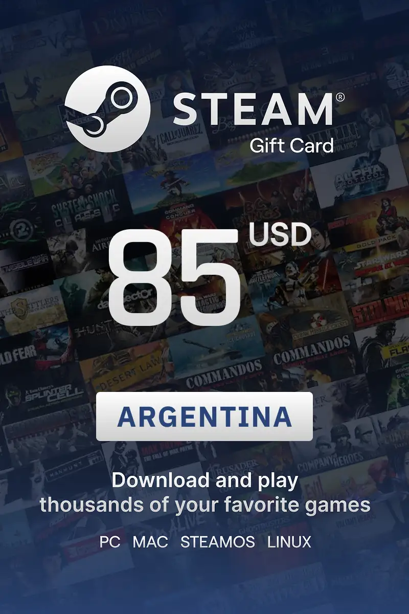 Steam Wallet 85 USD Gift Card (Argentina) - Digital Key