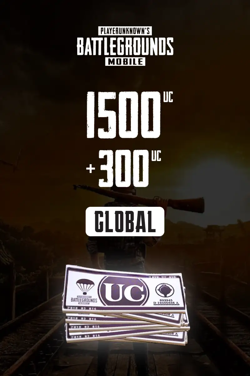 PUBG Mobile - 1500 + 300 UC (Global) - Digital Key afbeelding
