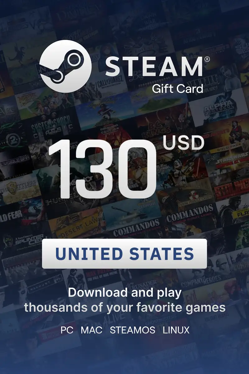 Steam Wallet 130 USD Gift Card (United States) - Digital Key