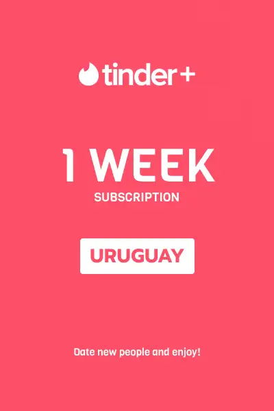 Tinder Plus - 1 Week Subscription (Uruguay) - Digital Key