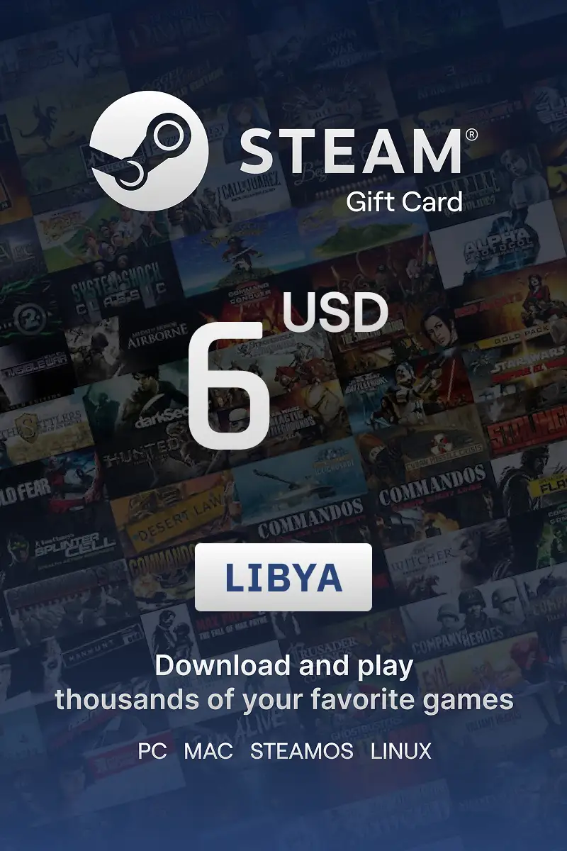 Steam Wallet 6 USD Gift Card (Libya) - Digital Key