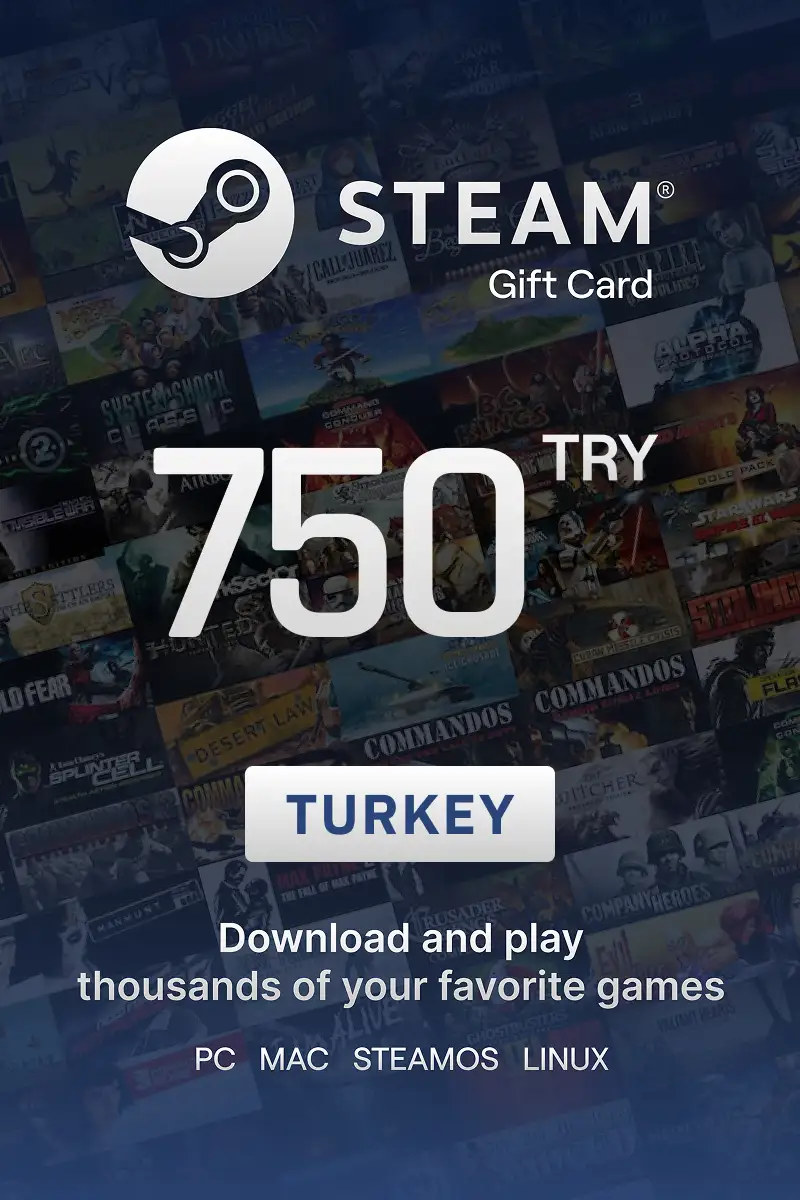 Steam Wallet 750 TRY Gift Card (Turkey) - Digital key