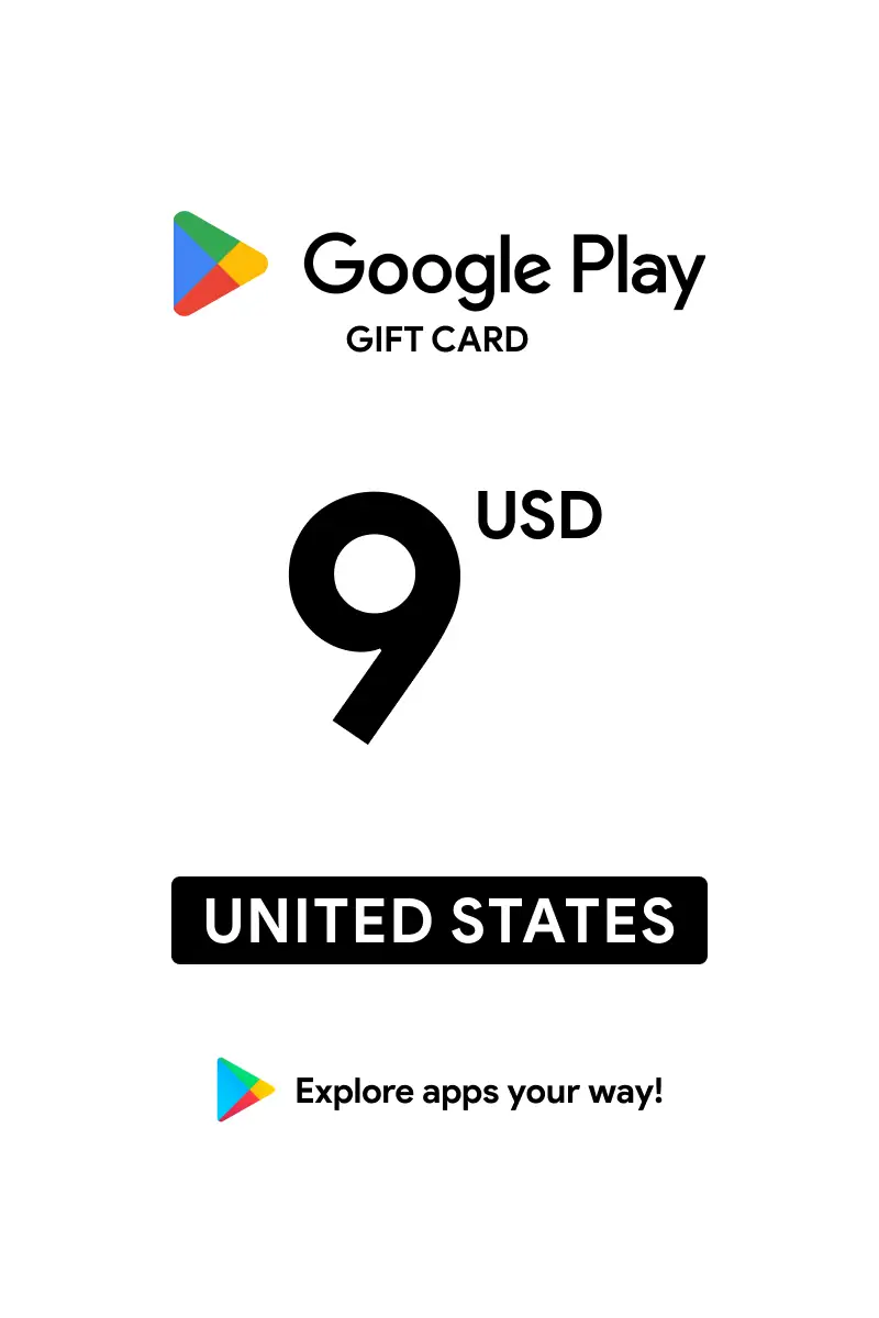 Google Play 9 USD Gift Card (United States) - Digital Key