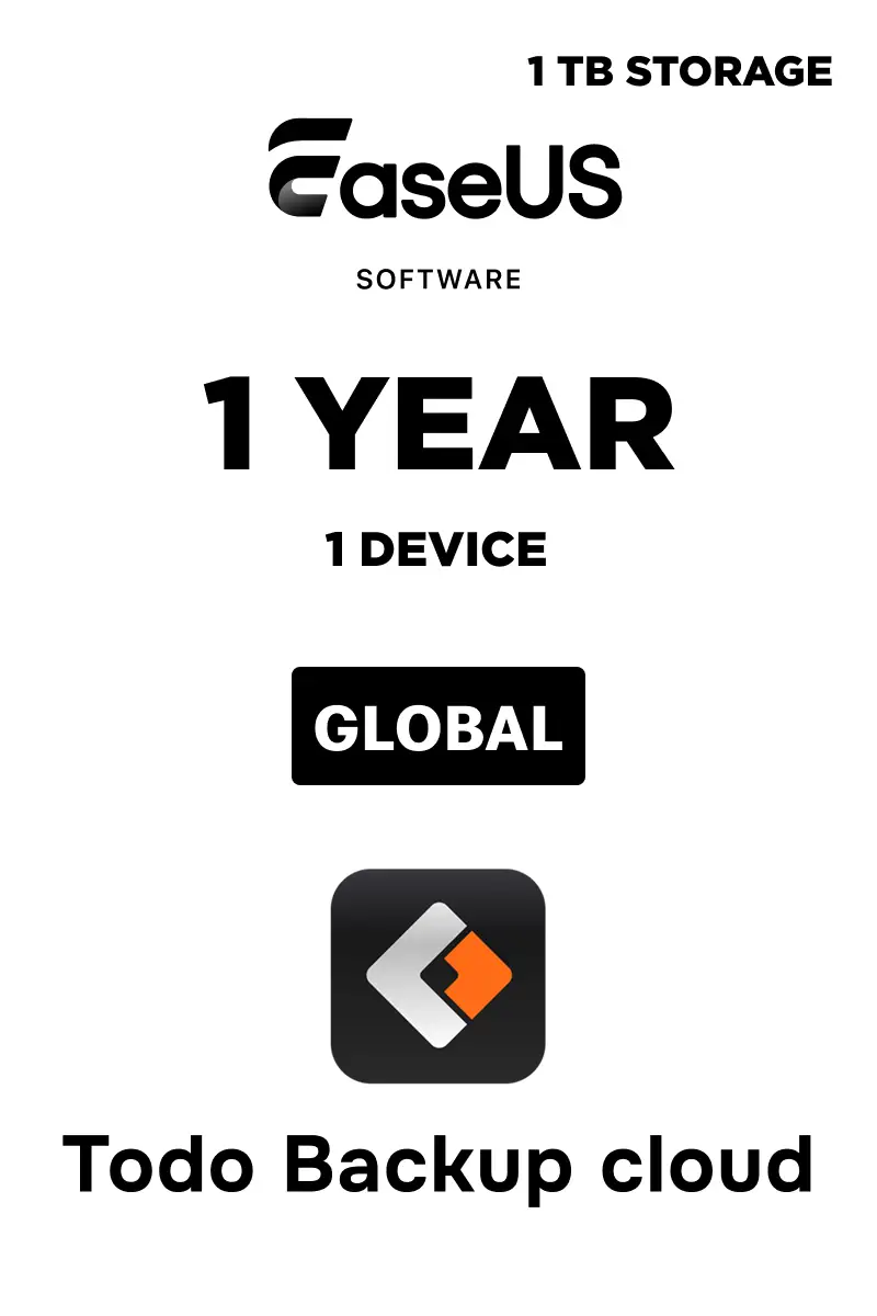 EaseUS Todo Backup Cloud 1TB (Global) - 1 Device 1 Year - Digital Key