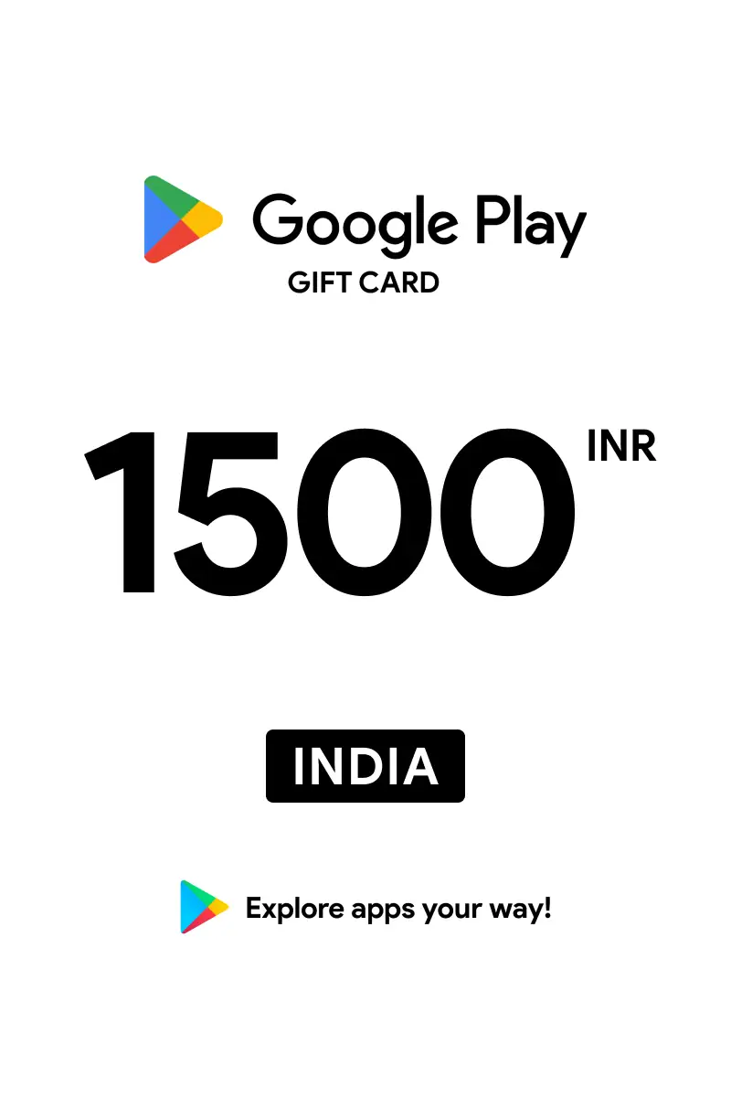 Google Play 1500 INR Gift Card (India) - Digital Key