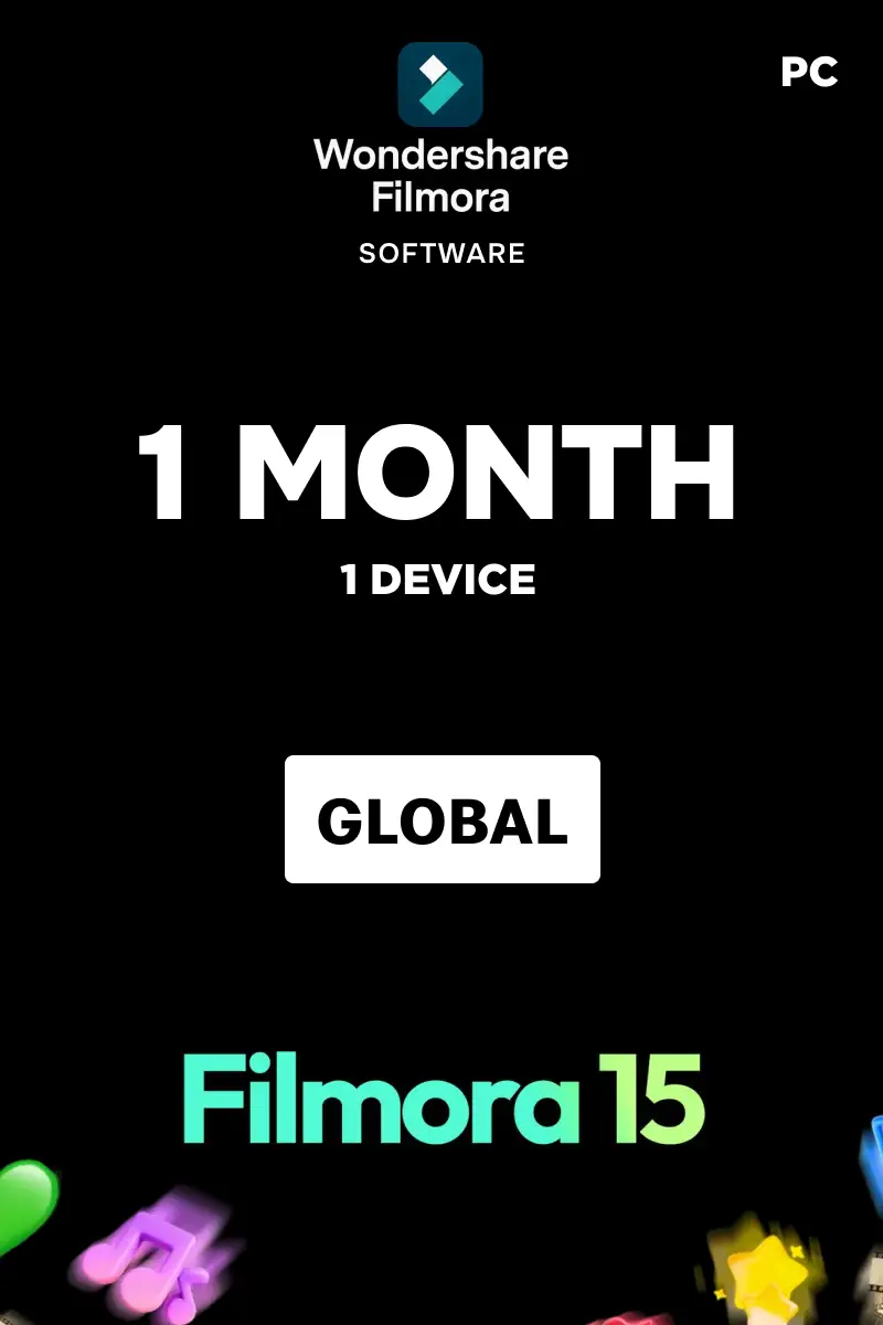 Wondershare Filmora 15 Video Editor (Global) (PC) 1 Device 1 Month - Digital Key