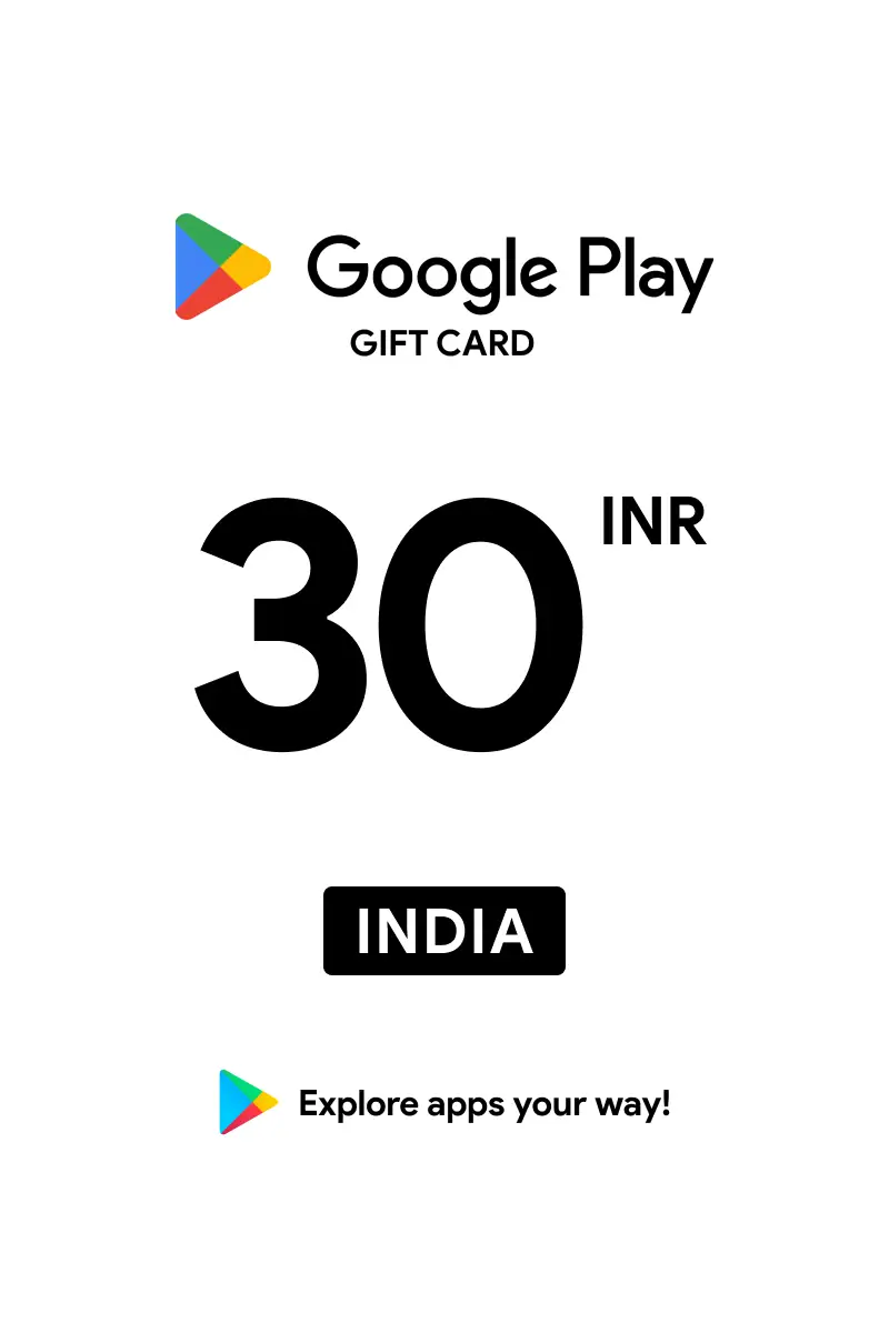 Google Play 30 INR Gift Card (India) - Digital Key