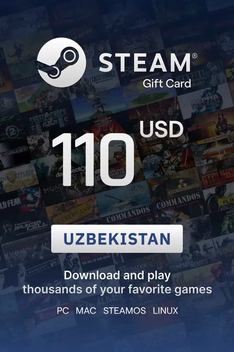 Steam Wallet 110 USD Gift Card (Uzbekistan) - Digital Key afbeelding 1